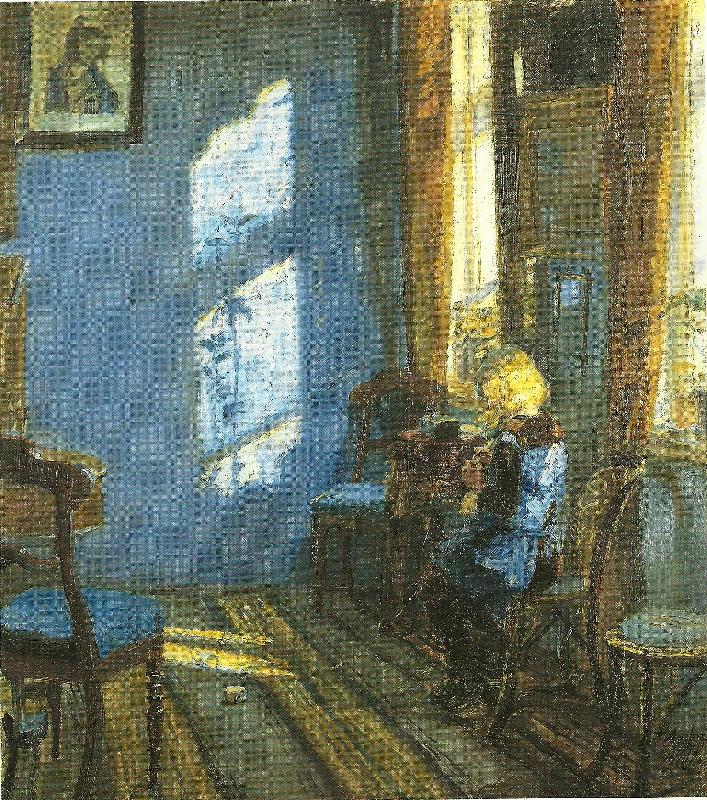 Anna Ancher solskin i den bla stue oil painting picture